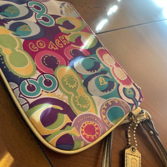 Coach Multicolor and Gold Metallic Wristlet - Picture 3 of 8